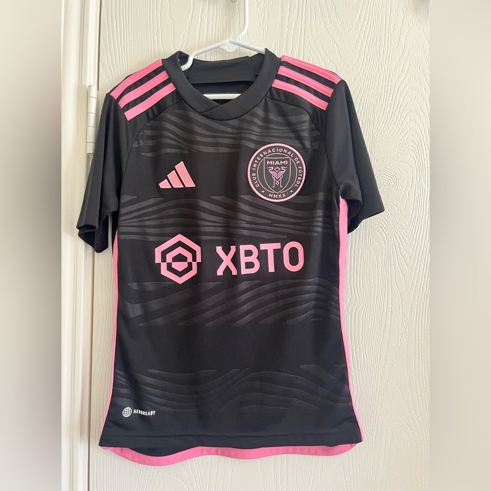 Adidas Youth MLS Inter Miami Messi Black Jersey with Pink Highlights Youth 9/10